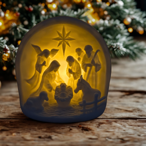 Crèche de Noël lumineuse blanc neige – décoration hivernale