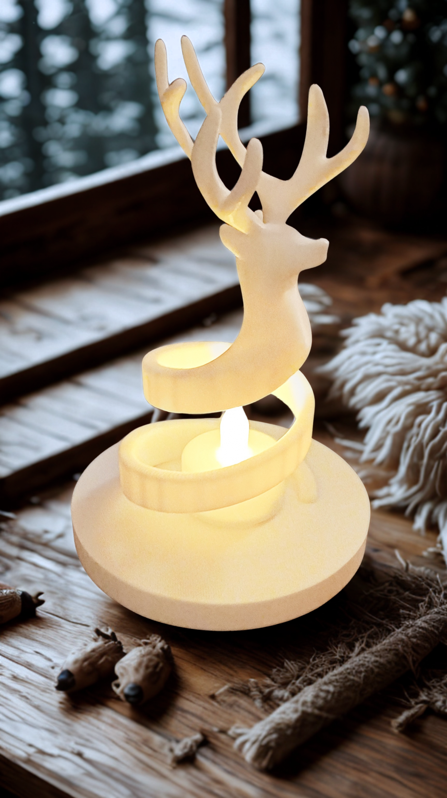 Décoration bougeoir cerf en spirale