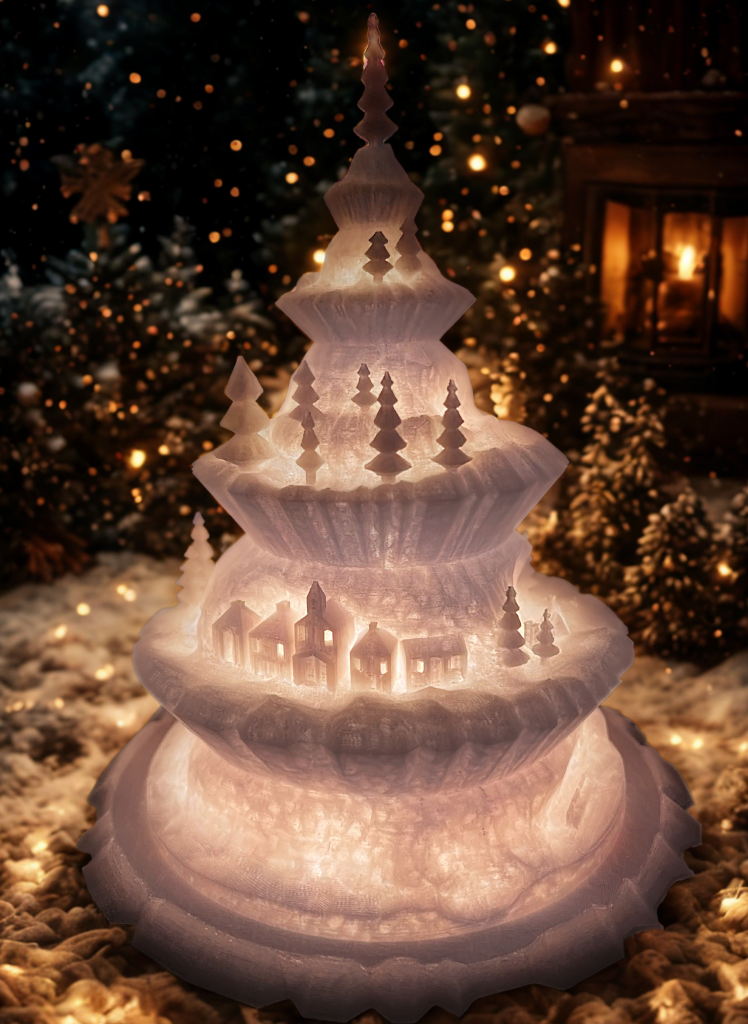 Décor lumineux à piles 6 LED (H18 cm) Village enneigé Blanc chaud