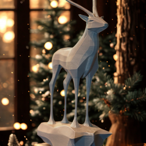 Sculpture cerf polygonal blanc – décoration moderne