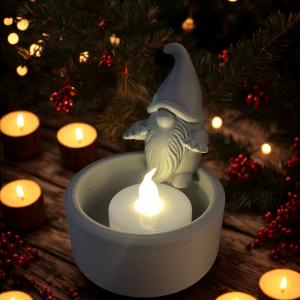 photophore nain de Noël décoratif avec bougie LED – ambiance chaleureuse