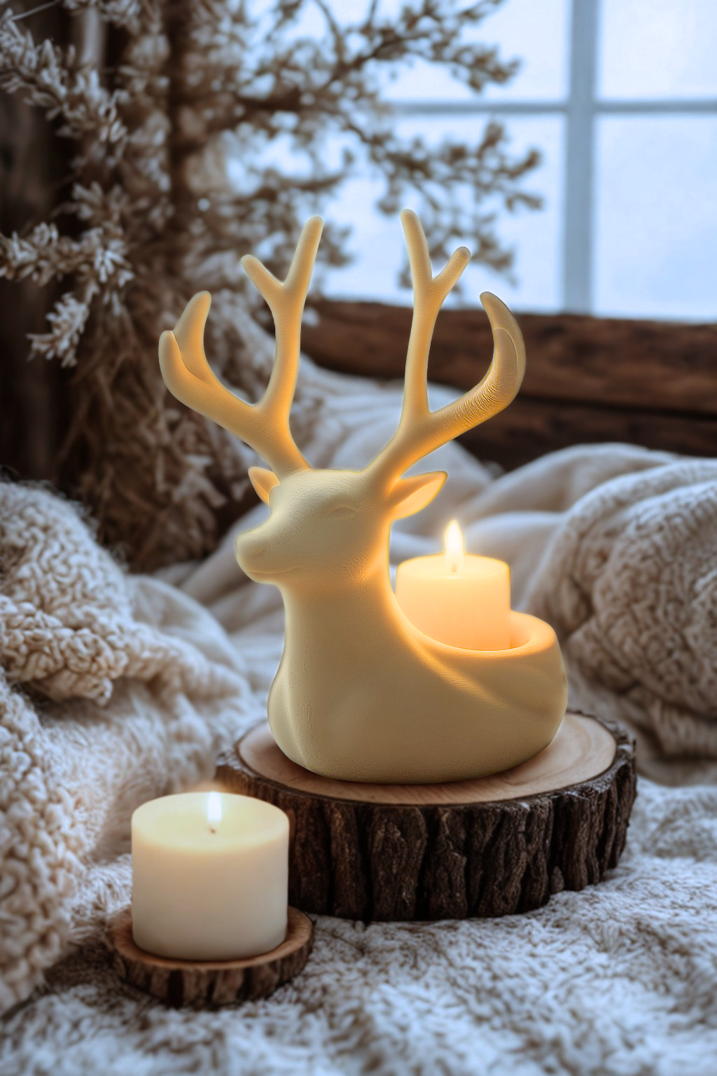 Bougeoir renne de Noël – Élégance et lumière douce