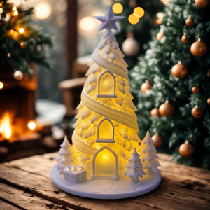 Décoration lumineuse sapin de Noël blanc