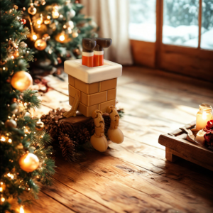 Décoration articulée du Père Noël coincé dans la cheminée – figurine festive humoristique