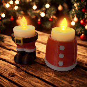 Lot de 2 bougeoirs Père Noël pour bougies LED – décorations festives en PLA